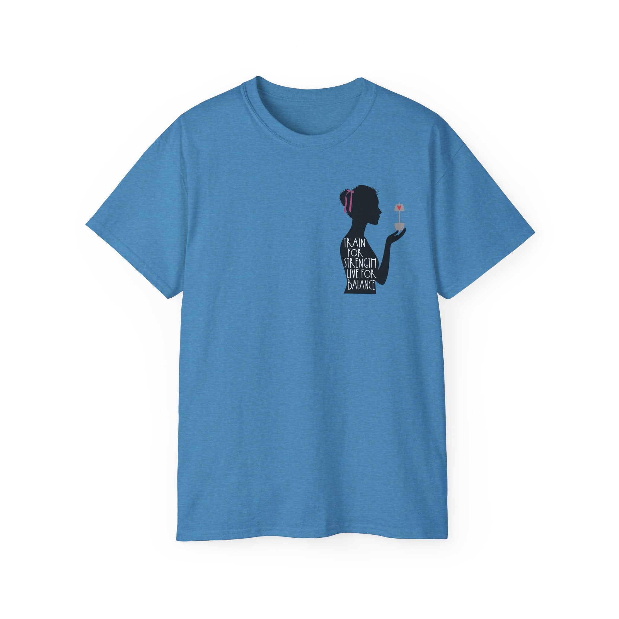 Train for Strength Live for Balance Tee - Promote Healthy Lifestyle T-shirt - Silhouette Design Series