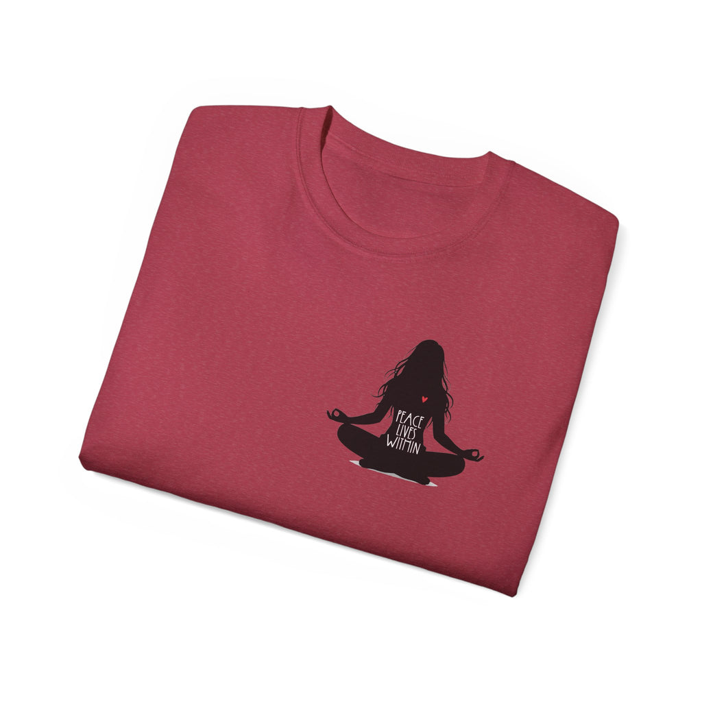 Peace Lives Within - Meditation T-Shirt - Yoga & Mindfulness Tee - Silhouette Design Series