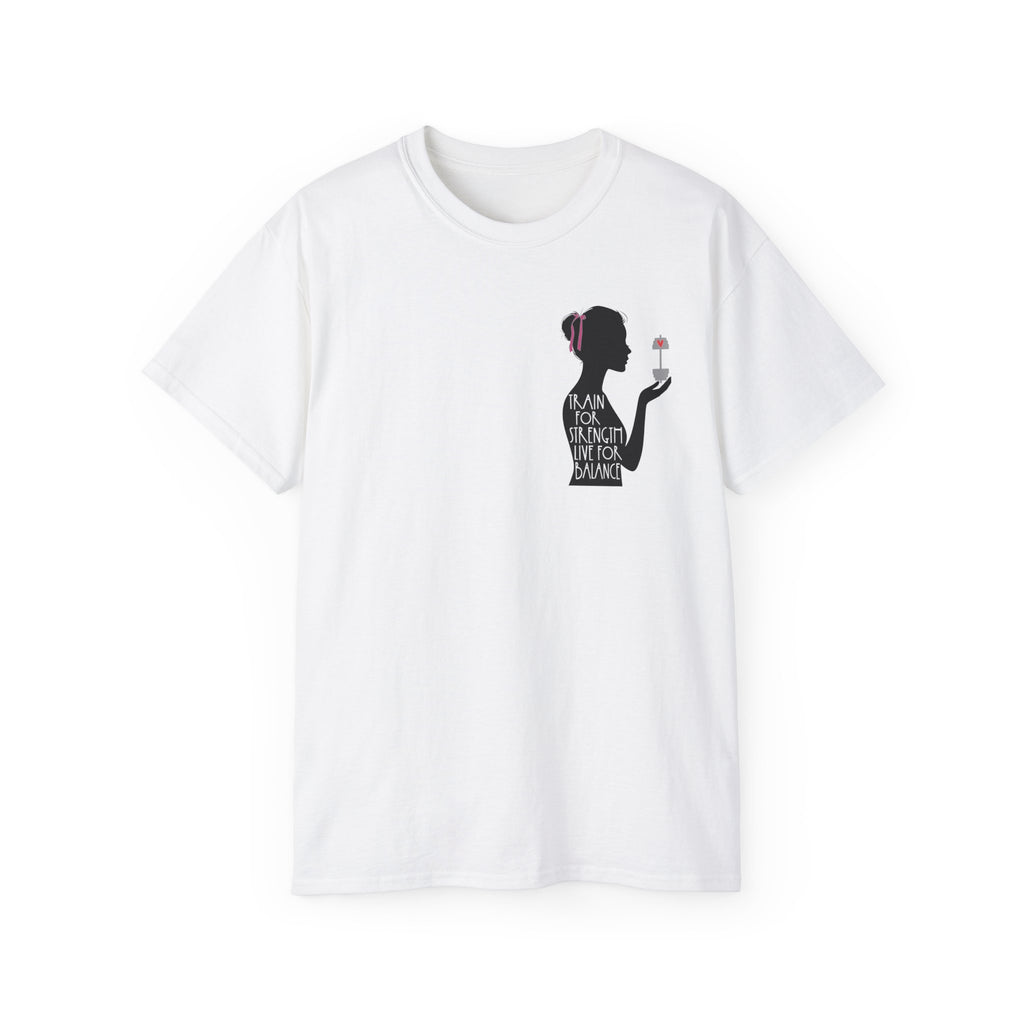 Train for Strength Live for Balance Tee - Promote Healthy Lifestyle T-shirt - Silhouette Design Series