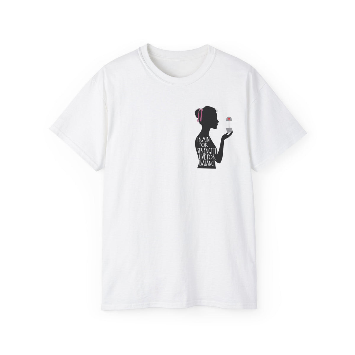 Train for Strength Live for Balance Tee - Promote Healthy Lifestyle T-shirt - Silhouette Design Series