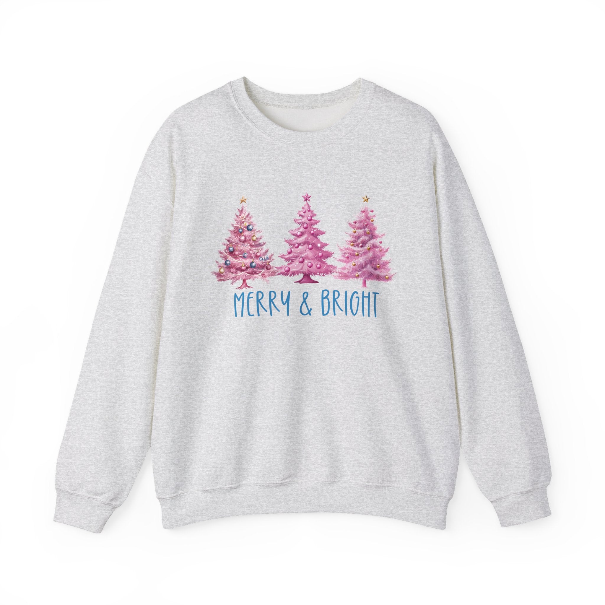 Merry & Bright Sweatshirt, Cozy Holiday Wear, Christmas Gift, Unisex Sweatshirt, Warm Winter Apparel, Festive Fashion, Pretty in Pink