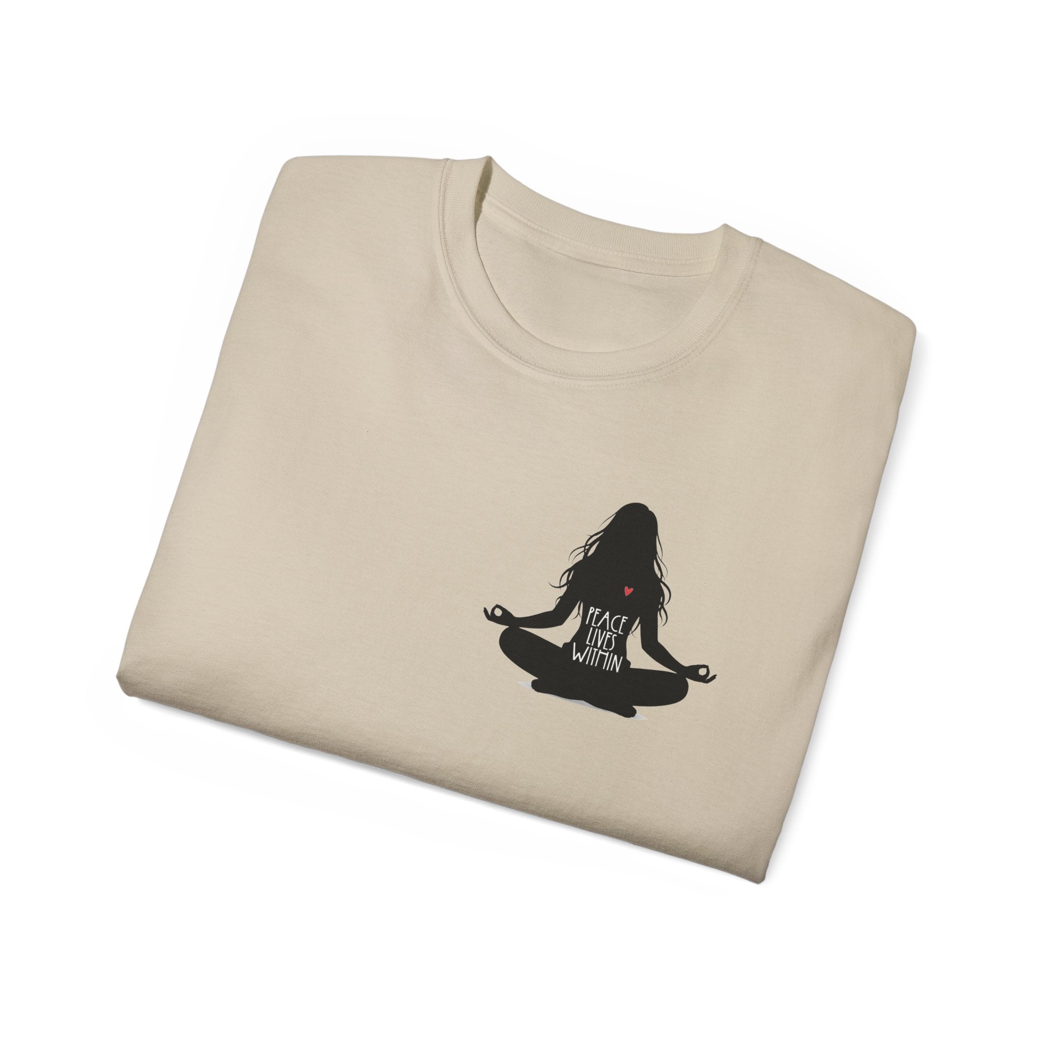 Peace Lives Within - Meditation T-Shirt - Yoga & Mindfulness Tee - Silhouette Design Series