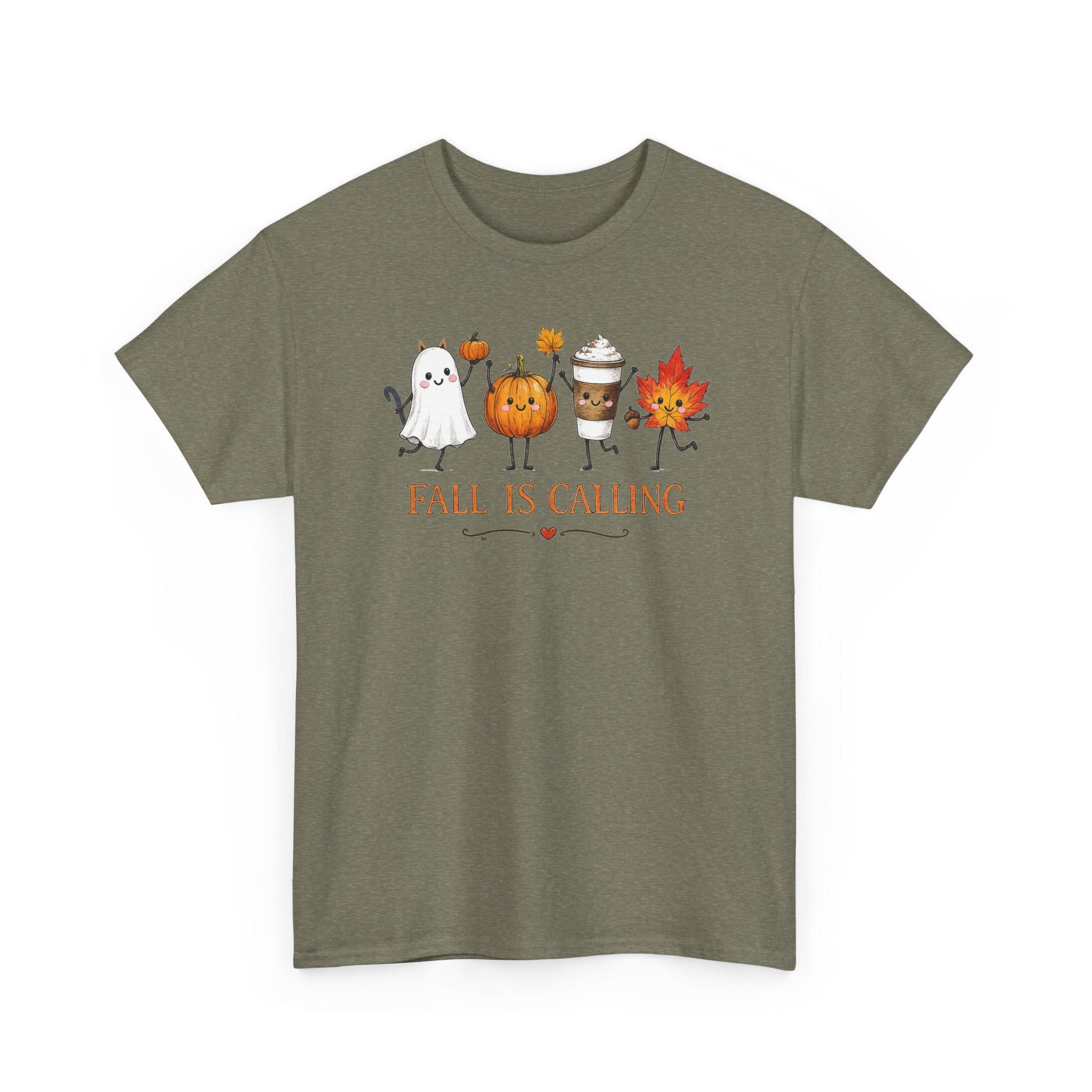 Fall Is Calling T-Shirt — Cute Pumpkin, Kitty Ghost & Leaf Festive Tee