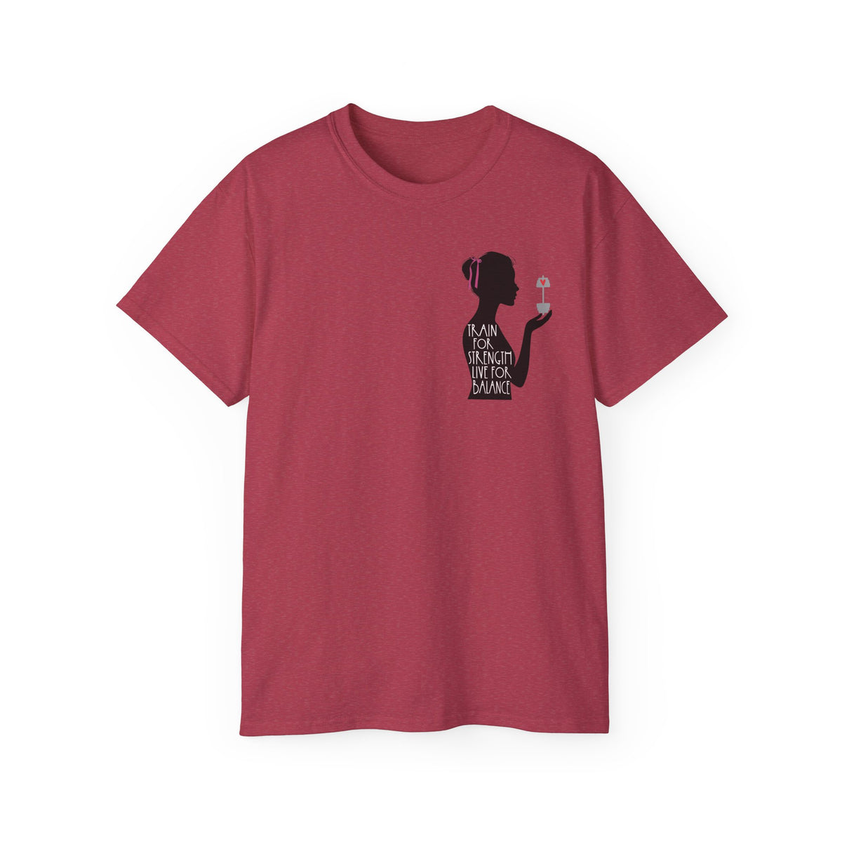 Train for Strength Live for Balance Tee - Promote Healthy Lifestyle T-shirt - Silhouette Design Series