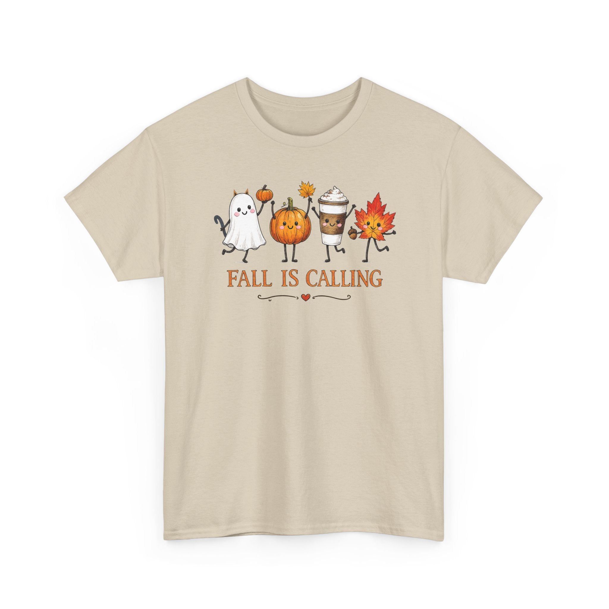 Fall Is Calling T-Shirt — Cute Pumpkin, Kitty Ghost & Leaf Festive Tee