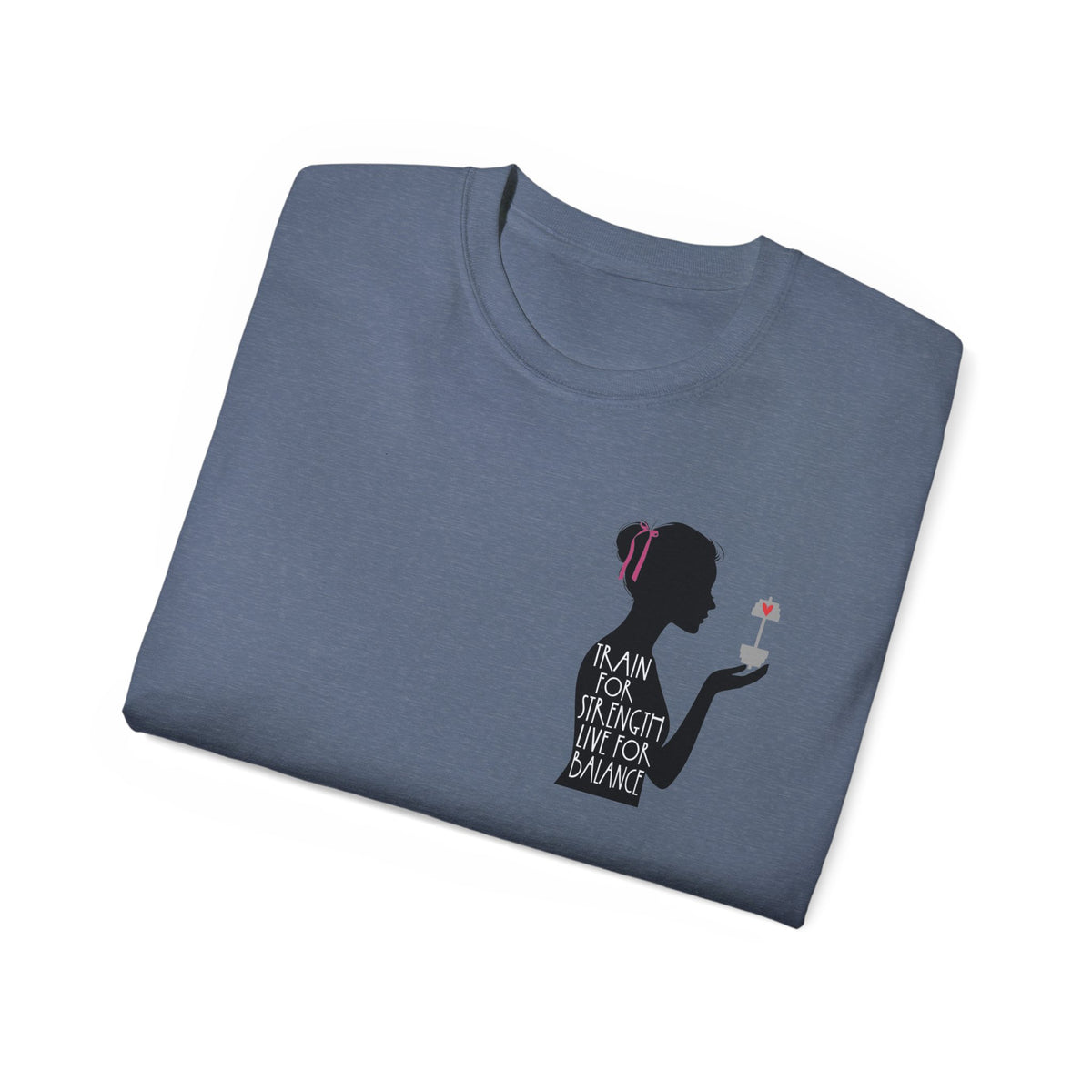 Train for Strength Live for Balance Tee - Promote Healthy Lifestyle T-shirt - Silhouette Design Series