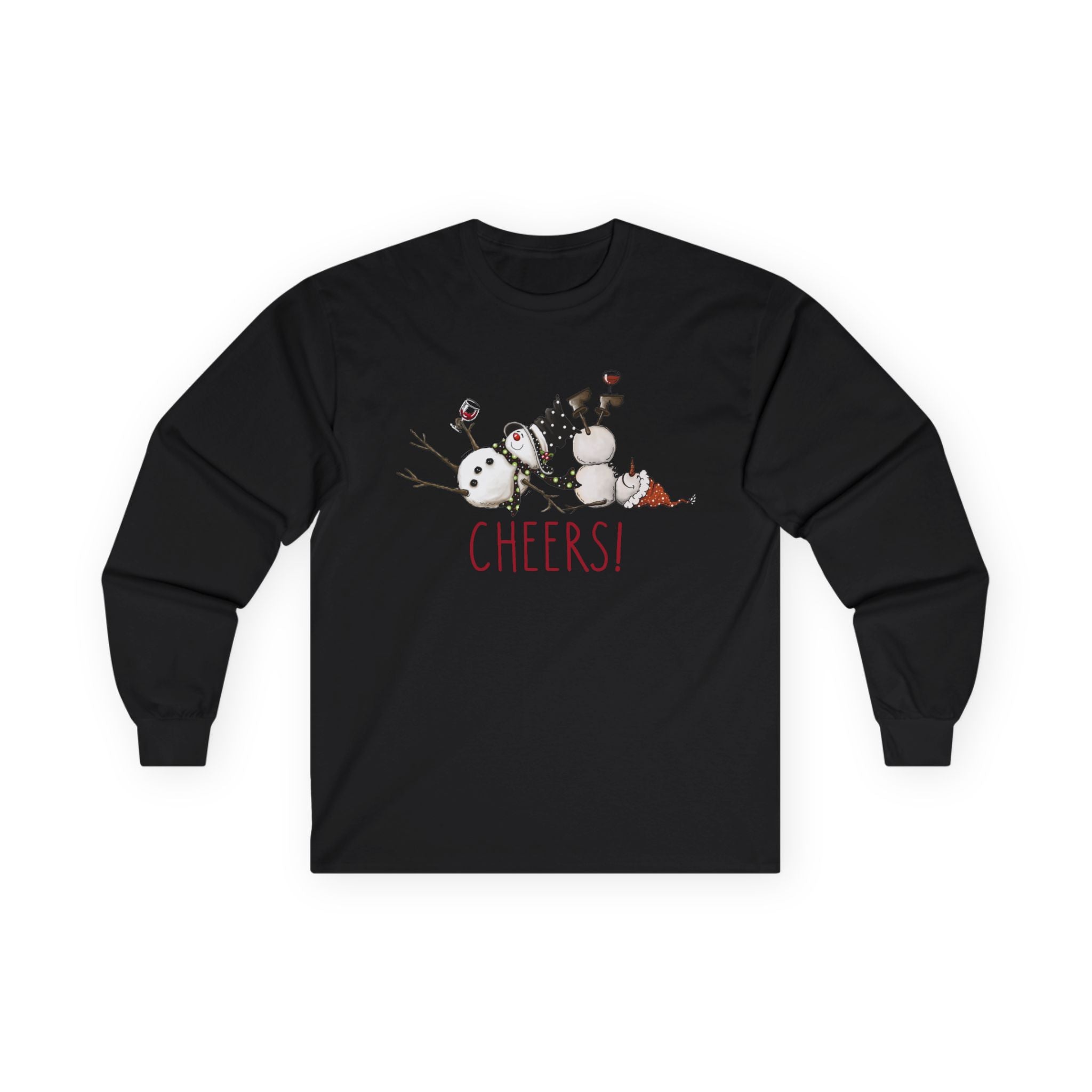 Cheers to Tipsy Snowman BFFs! Perfect Long Sleeve T-shirt, Tee, Holiday Fun, Winter Wear, Christmas, Festive, Party Tops, Best Friends
