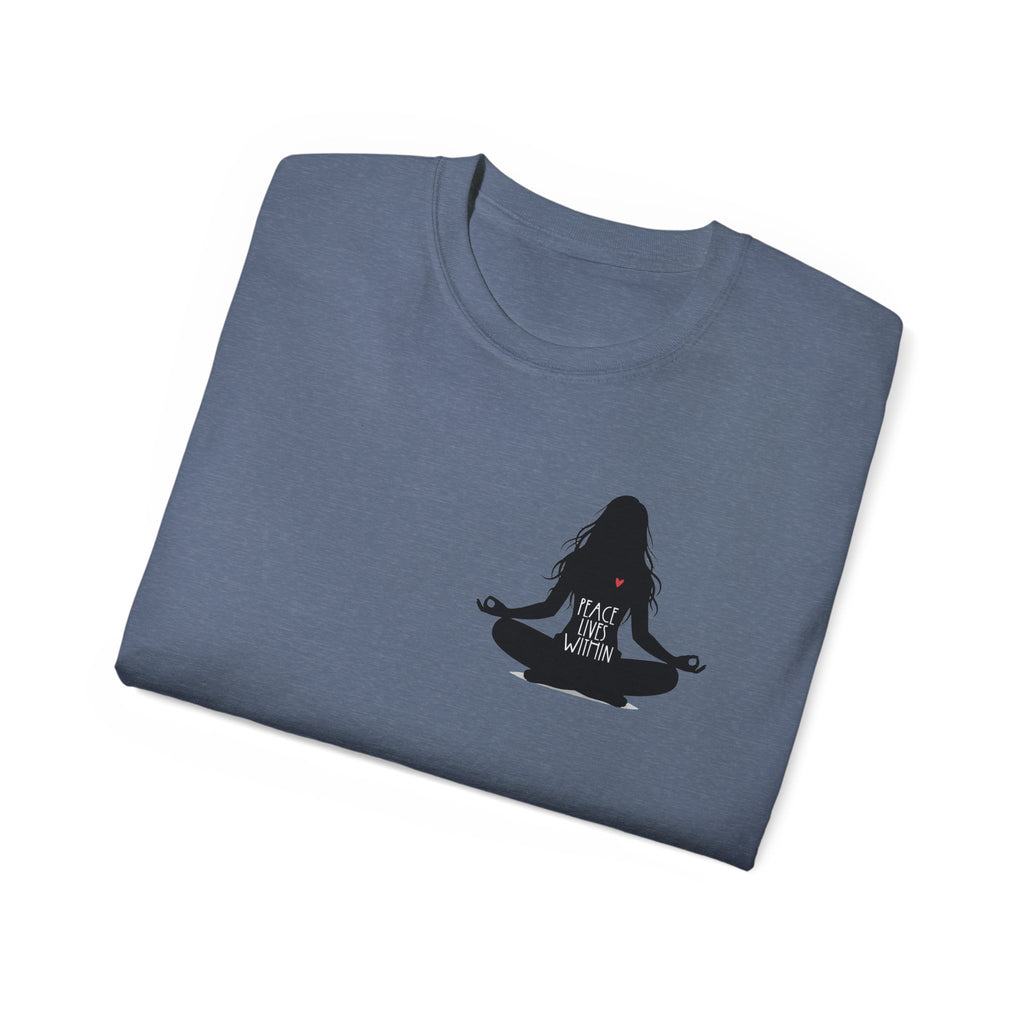 Peace Lives Within - Meditation T-Shirt - Yoga & Mindfulness Tee - Silhouette Design Series