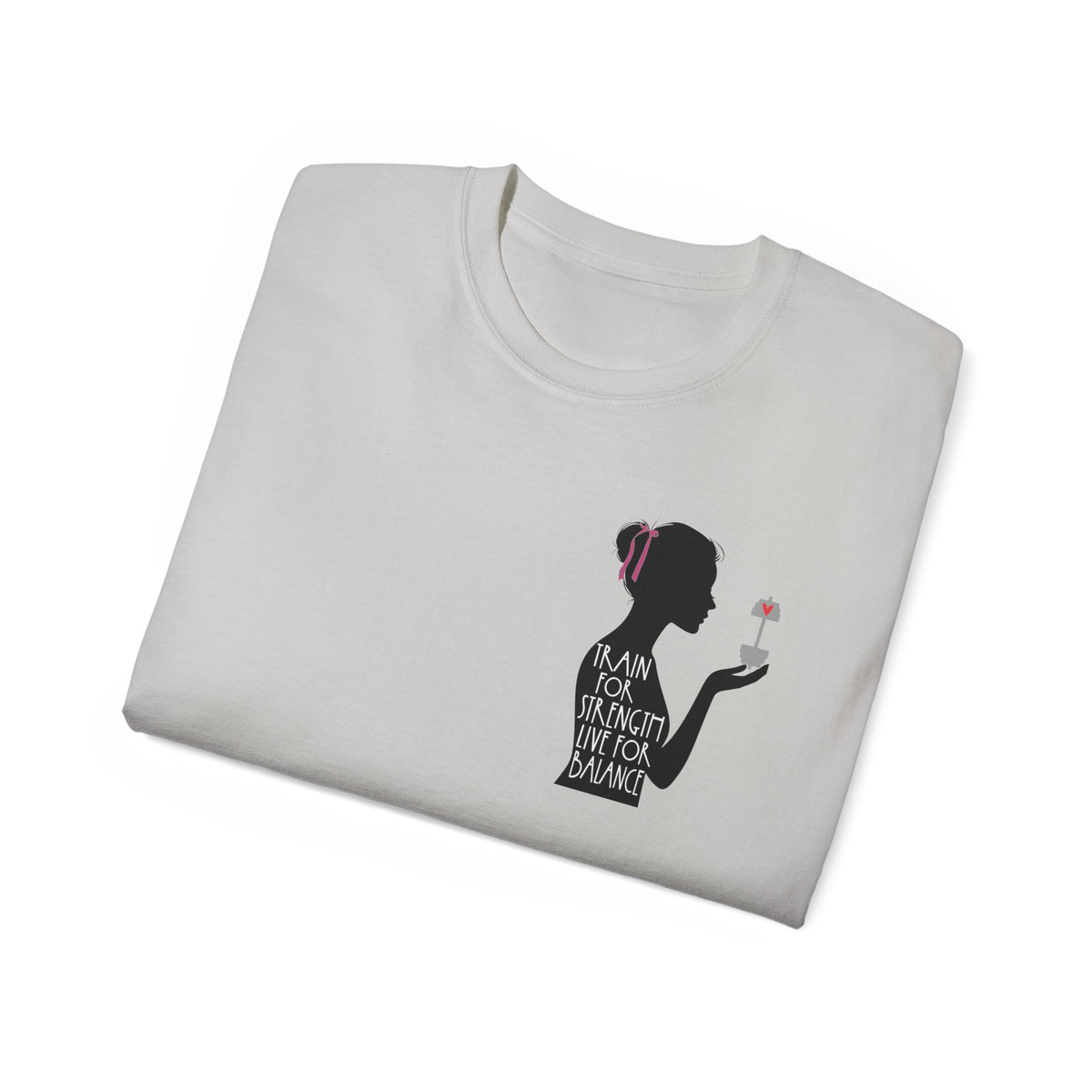 Train for Strength Live for Balance Tee - Promote Healthy Lifestyle T-shirt - Silhouette Design Series