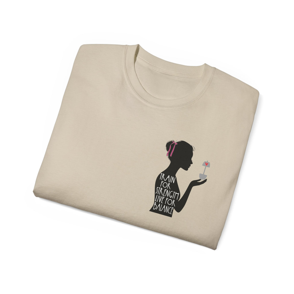 Train for Strength Live for Balance Tee - Promote Healthy Lifestyle T-shirt - Silhouette Design Series