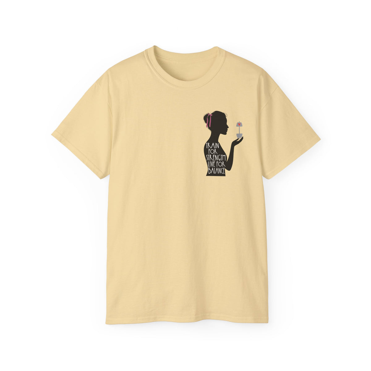 Train for Strength Live for Balance Tee - Promote Healthy Lifestyle T-shirt - Silhouette Design Series