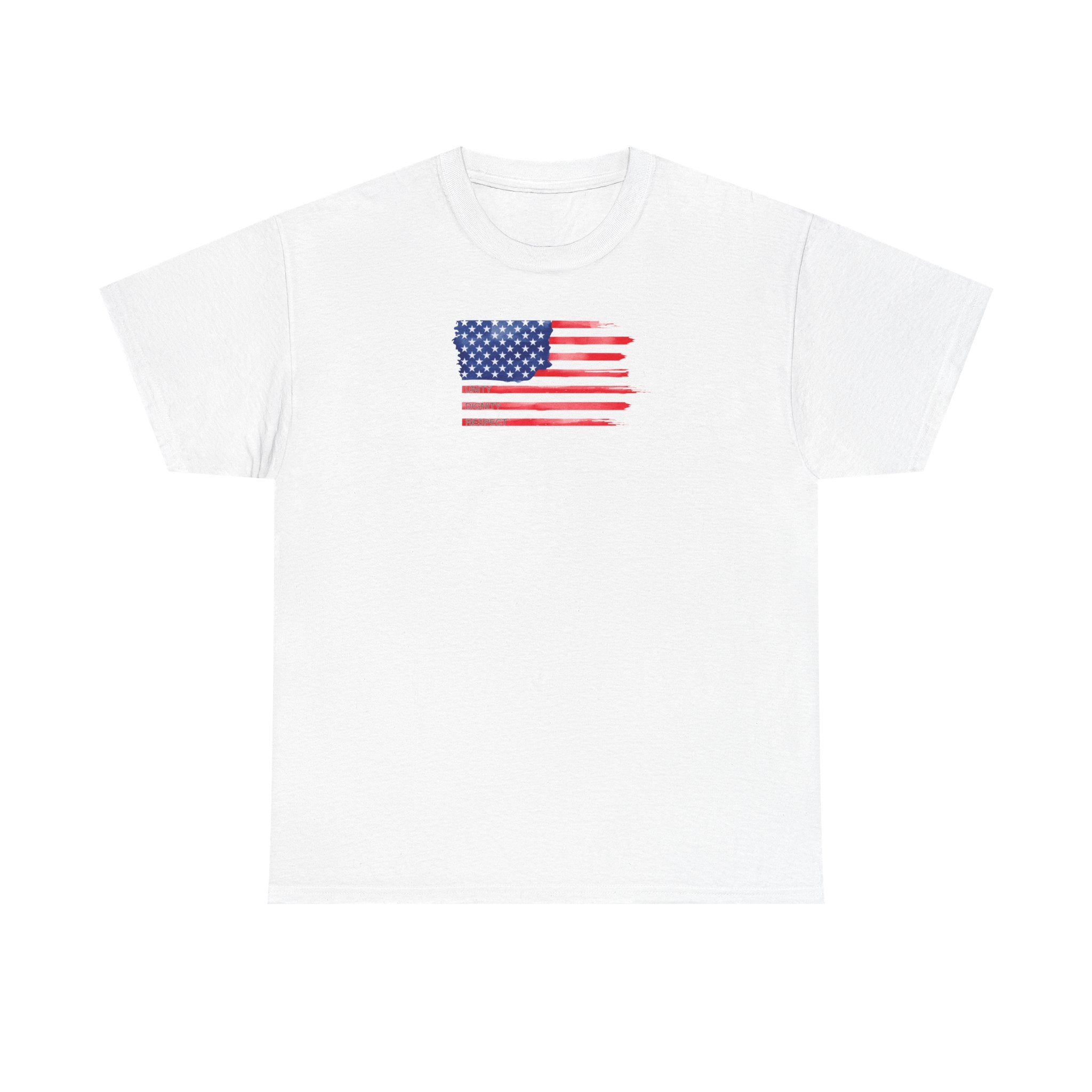 America! Unity Respect Dignity Unisex T-shirt, One Nation Under God, Patriotic, Show Care, USA Flag, Peace Protest Apparel, American Pride