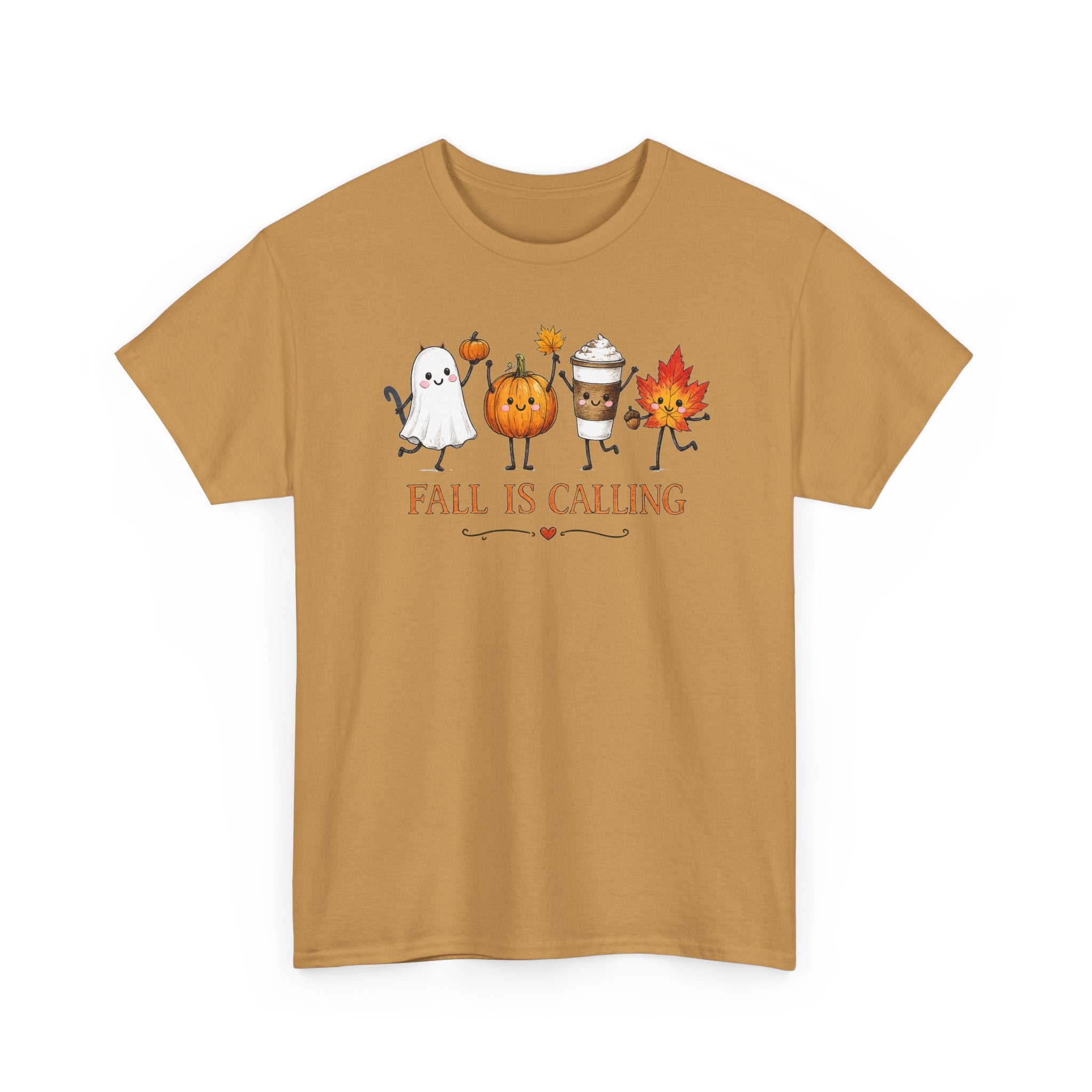 Fall Is Calling T-Shirt — Cute Pumpkin, Kitty Ghost & Leaf Festive Tee