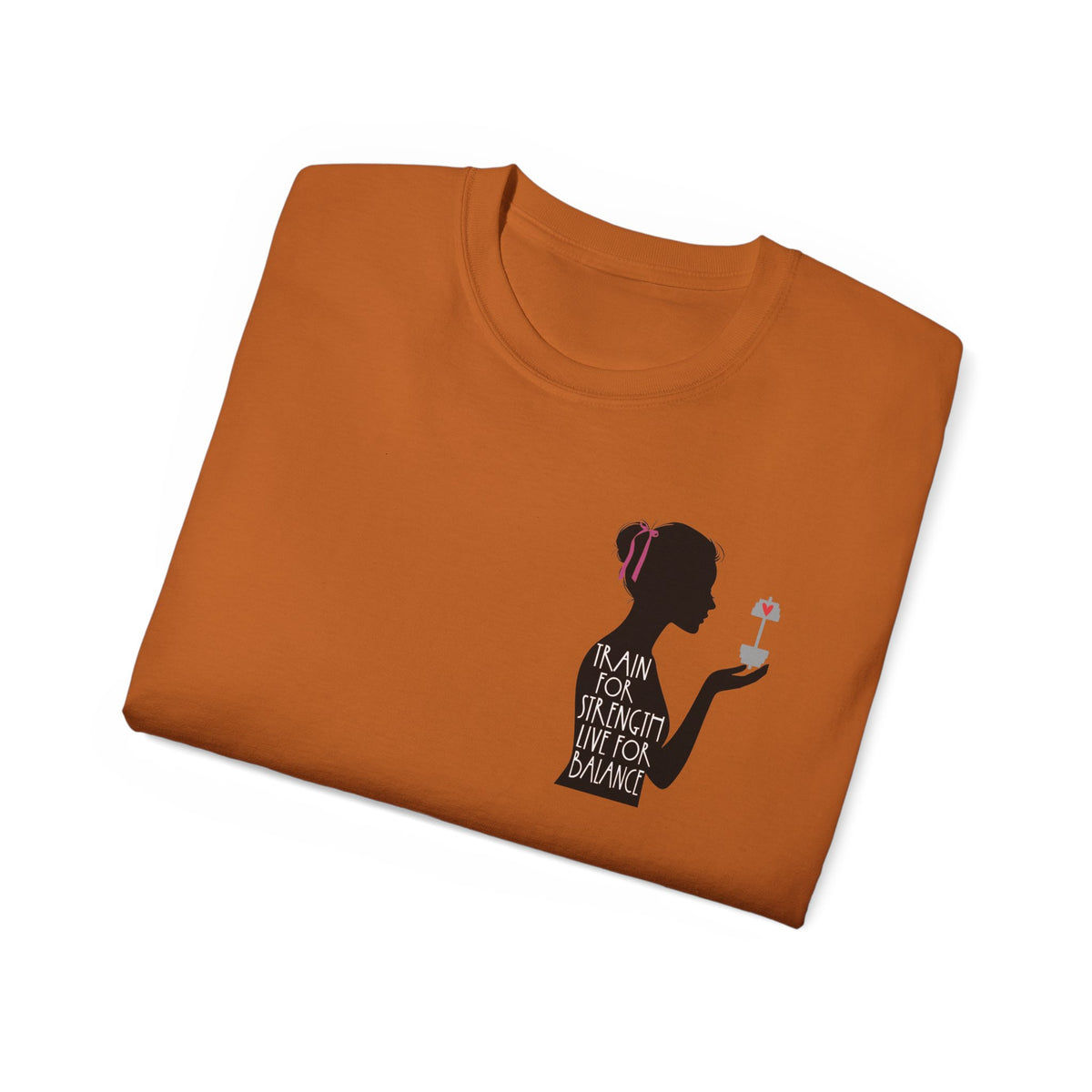 Train for Strength Live for Balance Tee - Promote Healthy Lifestyle T-shirt - Silhouette Design Series