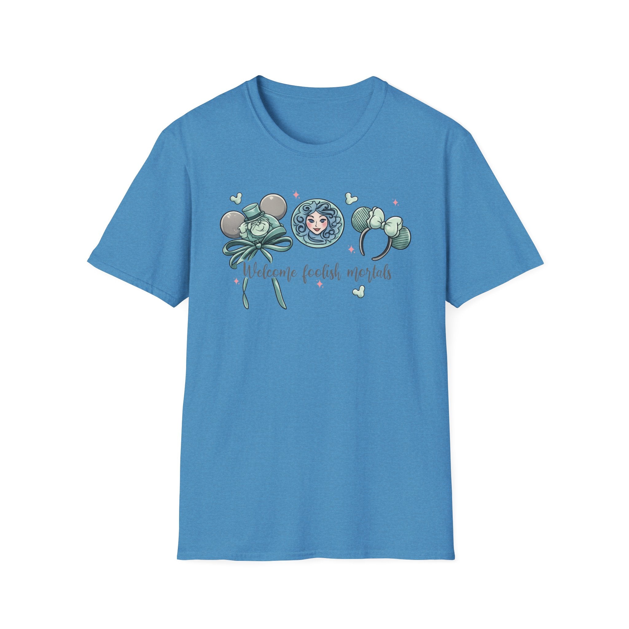 Welcome Foolish Mortals T‑Shirt — Cute Haunted Mansion Mouse Ear Design