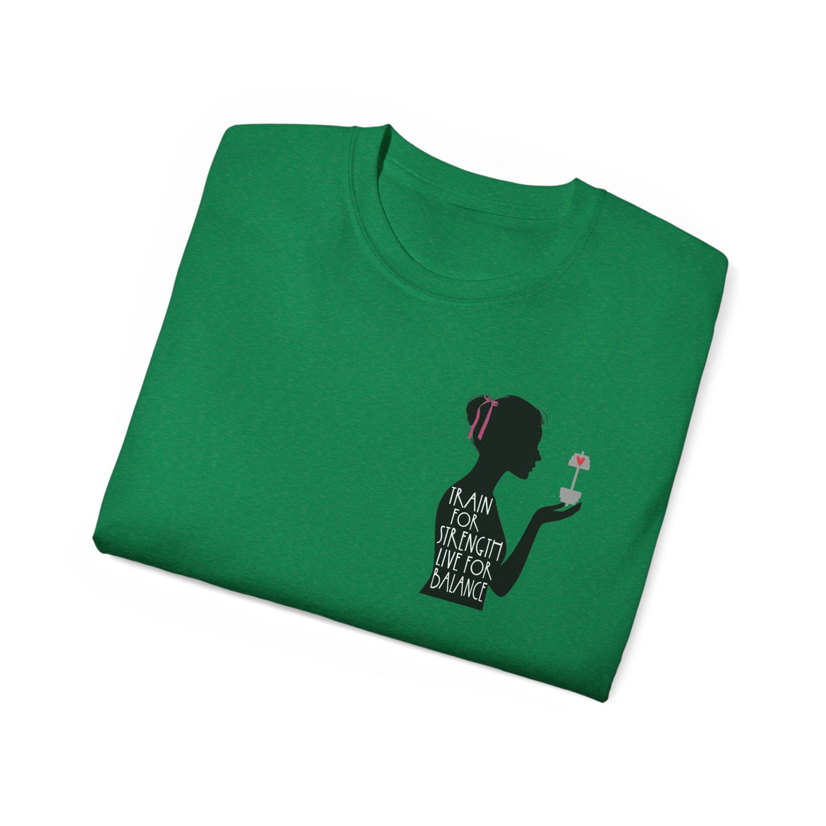 Train for Strength Live for Balance Tee - Promote Healthy Lifestyle T-shirt - Silhouette Design Series