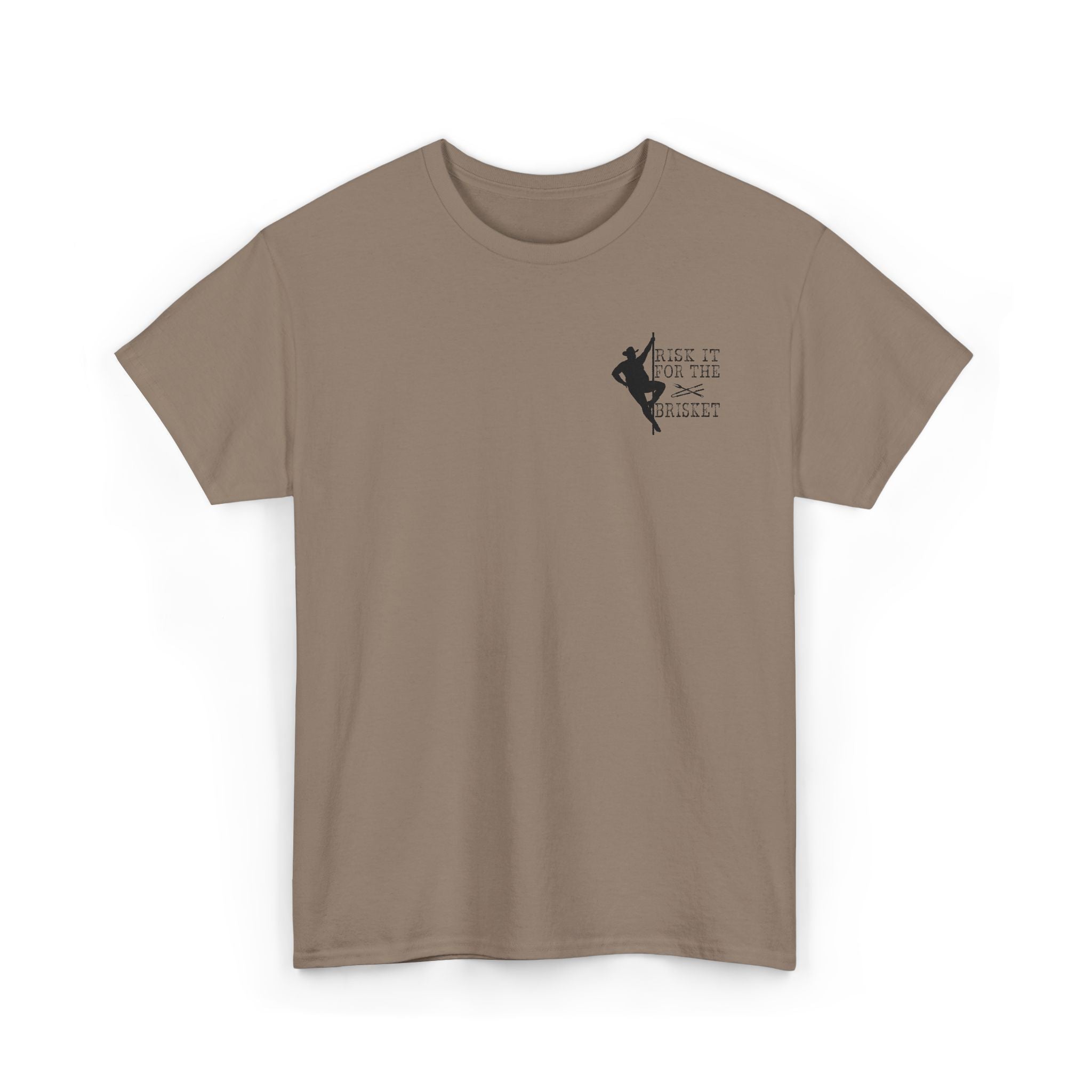 Risk It For The Brisket T-Shirt | BBQ Brisket Grill Shirt - Funny T-shirt - Great Gift - Front and Back Print