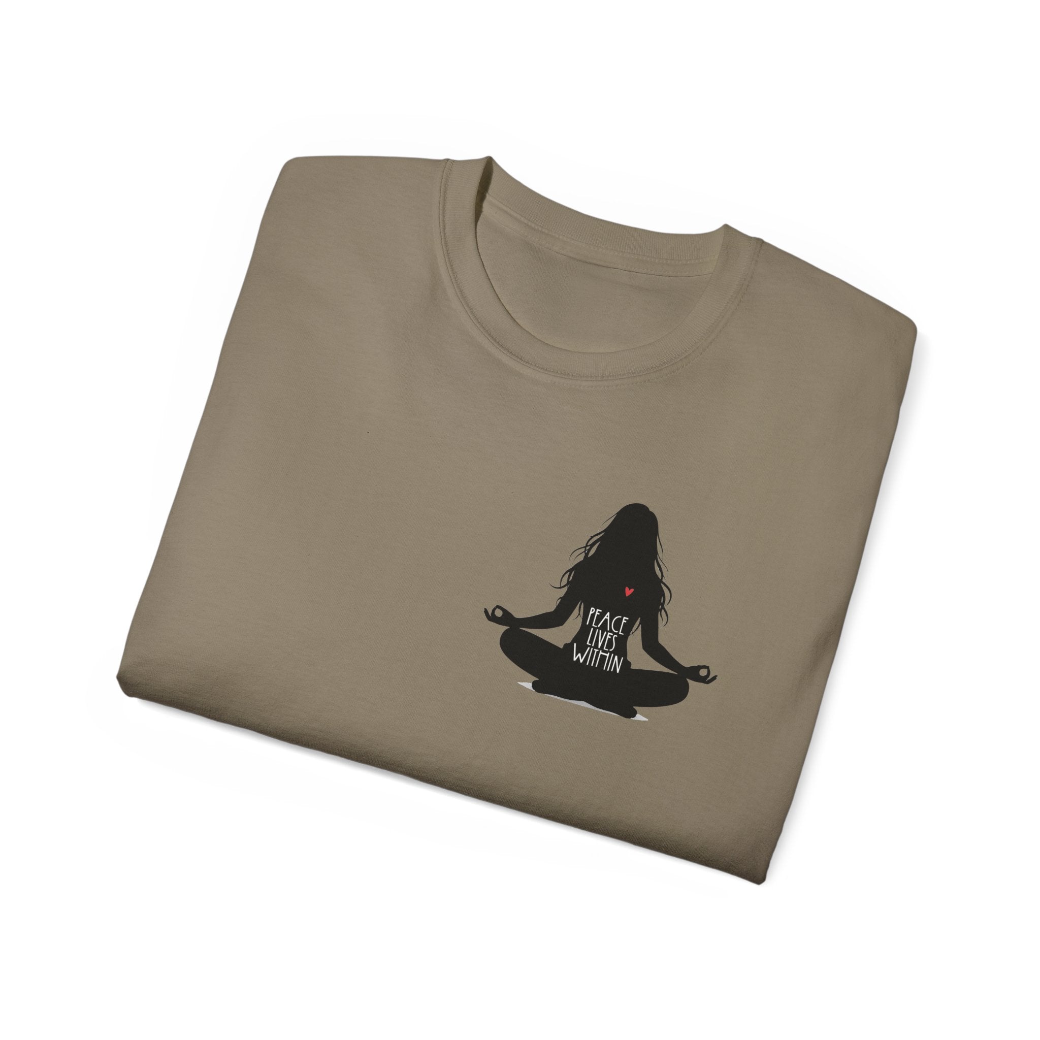 Peace Lives Within - Meditation T-Shirt - Yoga & Mindfulness Tee - Silhouette Design Series