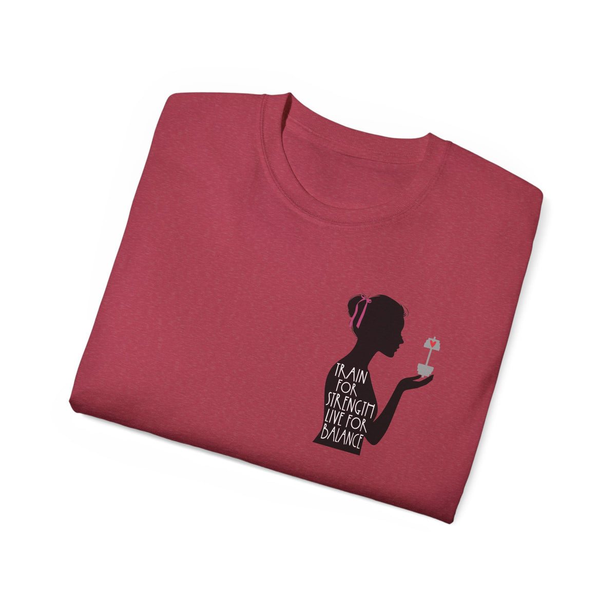 Train for Strength Live for Balance Tee - Promote Healthy Lifestyle T-shirt - Silhouette Design Series