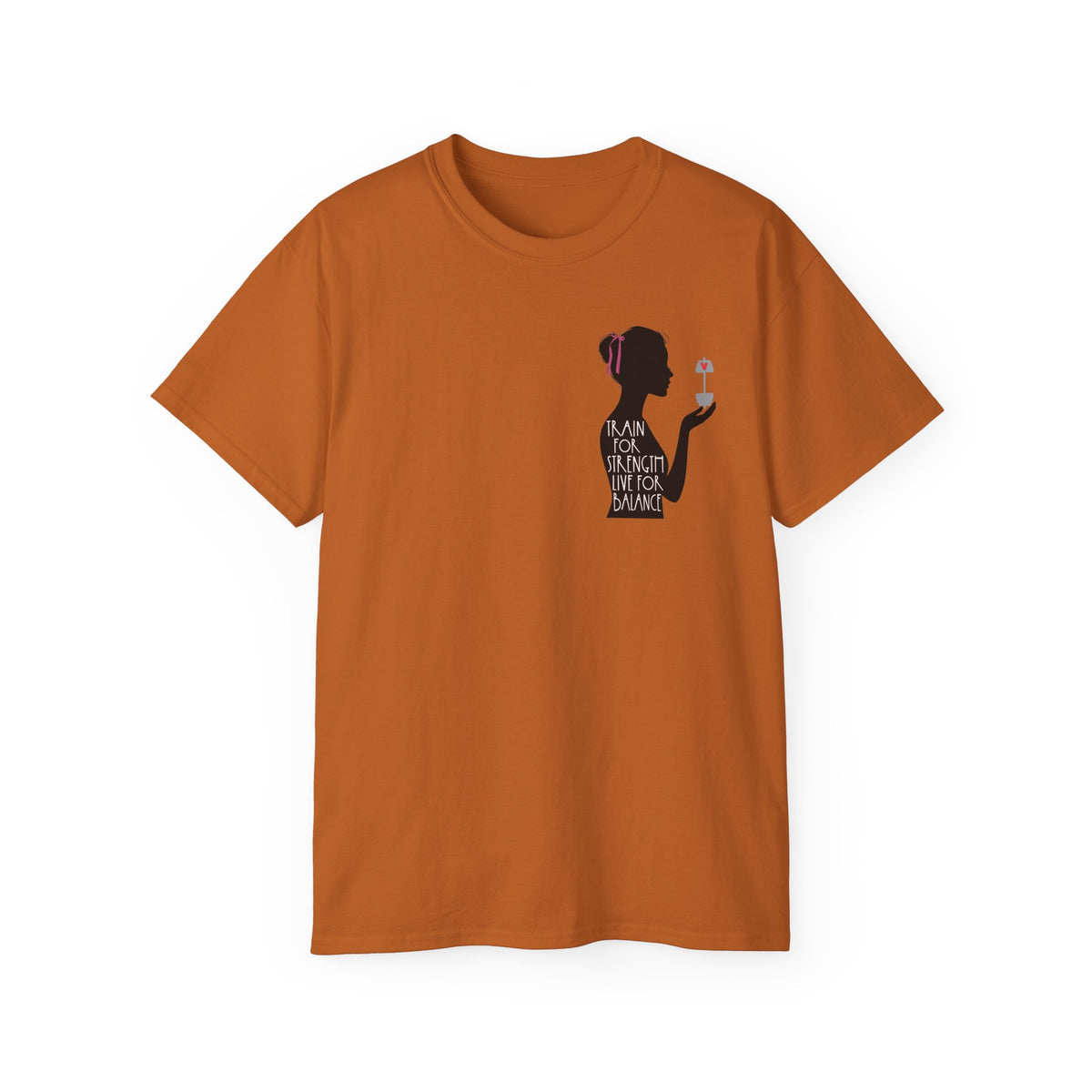 Train for Strength Live for Balance Tee - Promote Healthy Lifestyle T-shirt - Silhouette Design Series