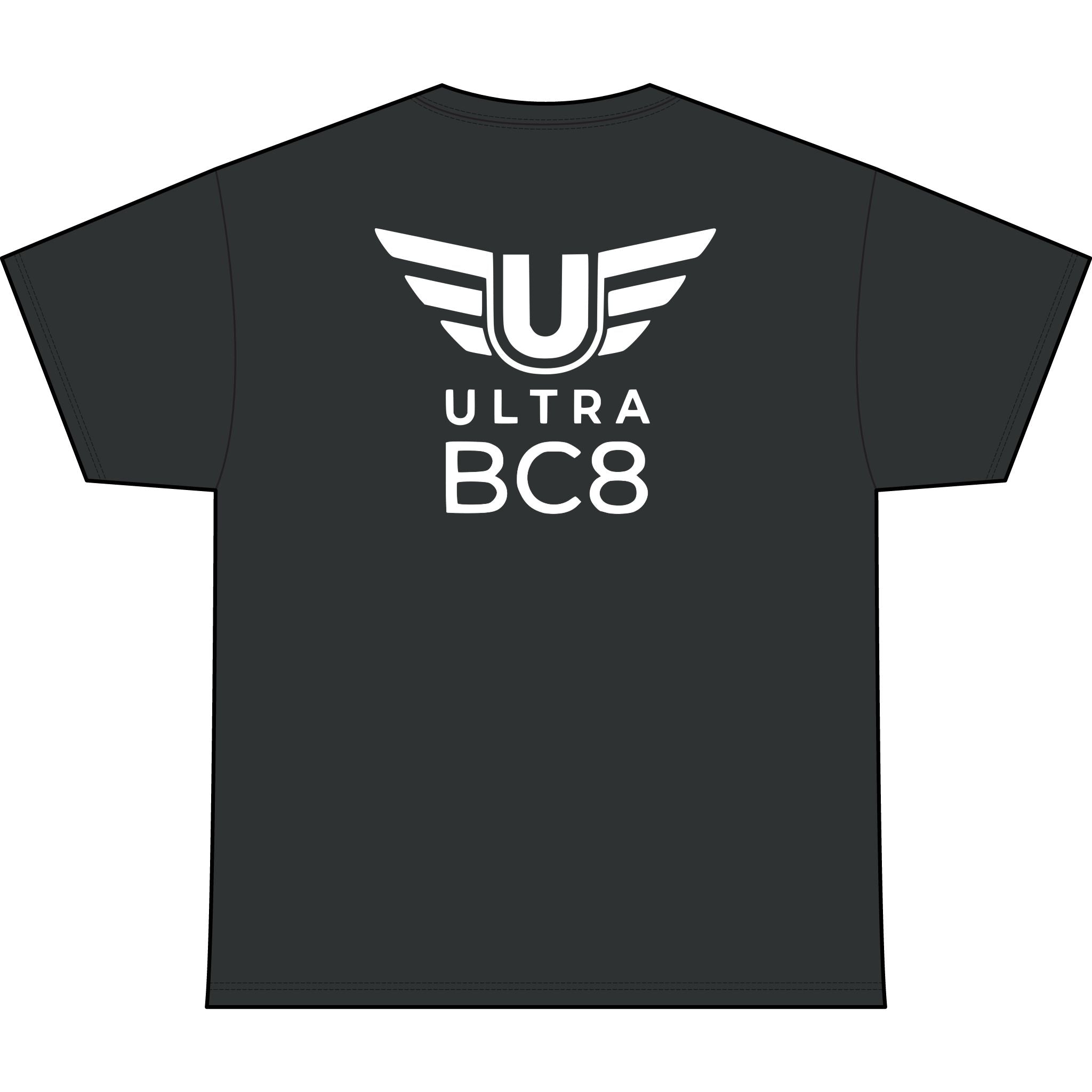 SW_Ultra BC8 Logo Performance Tee — Front & Back Design White Font