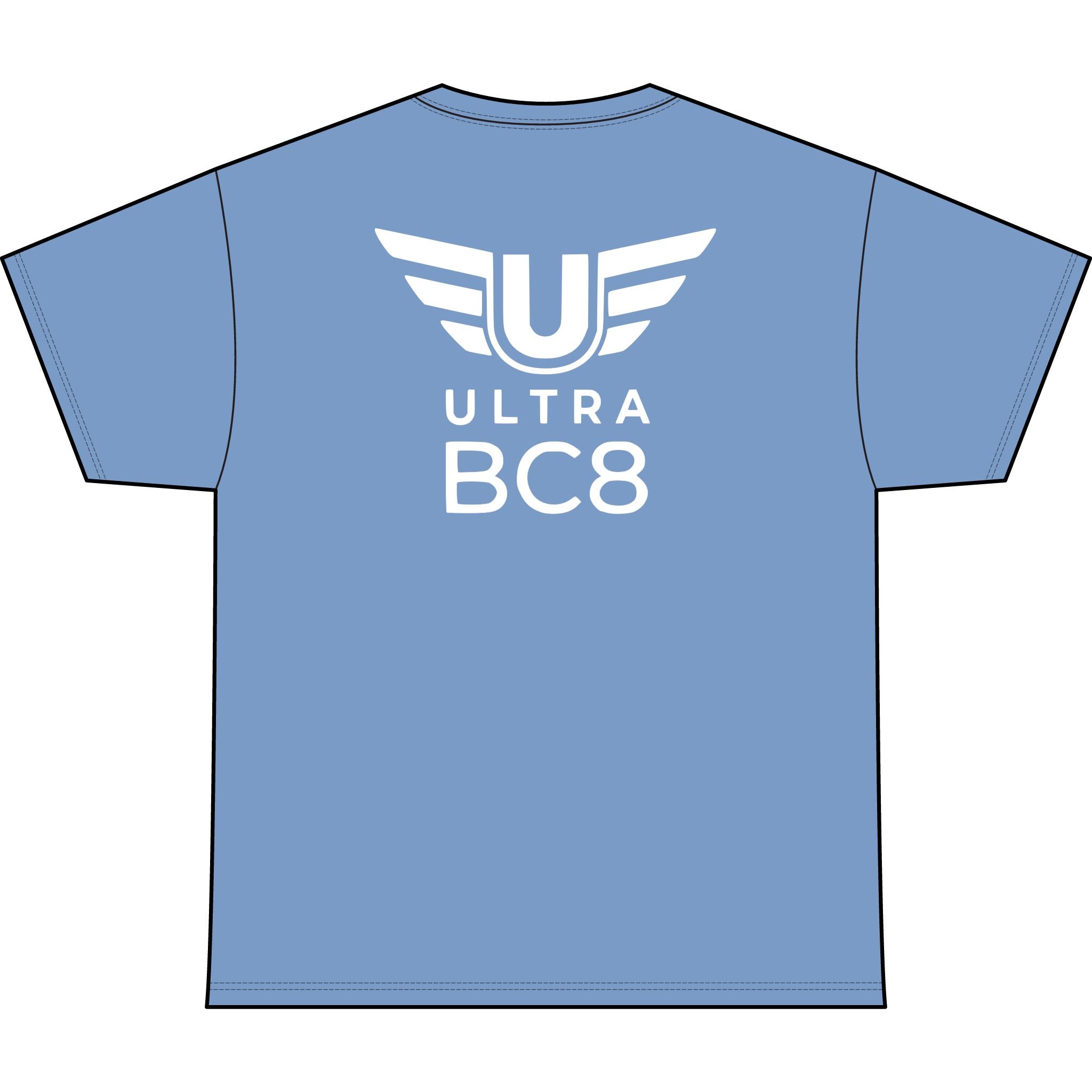 SW_Ultra BC8 Logo Performance Tee — Front & Back Design White Font
