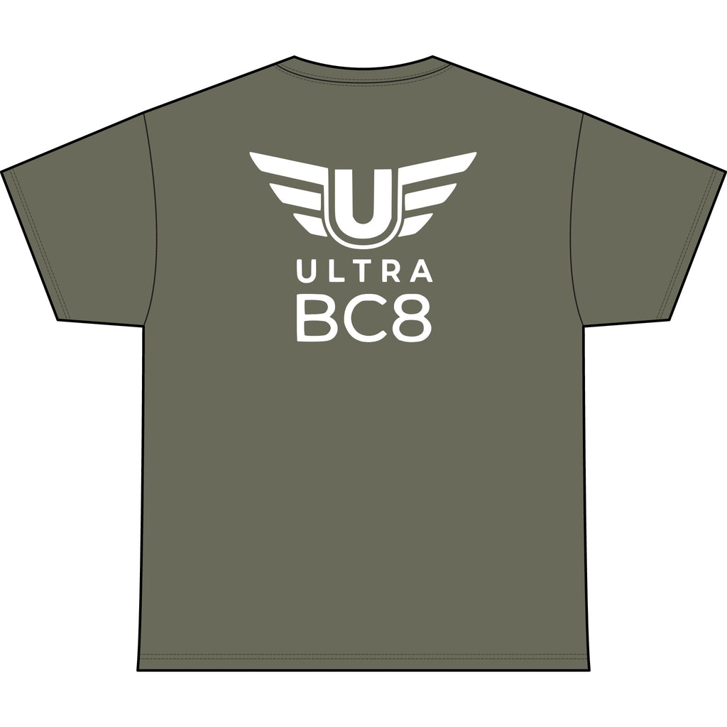 SW_Ultra BC8 Logo Performance Tee — Front & Back Design White Font