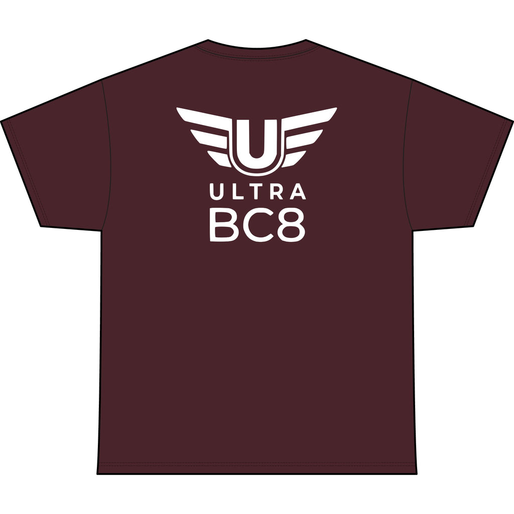 SW_Ultra BC8 Logo Performance Tee — Front & Back Design White Font