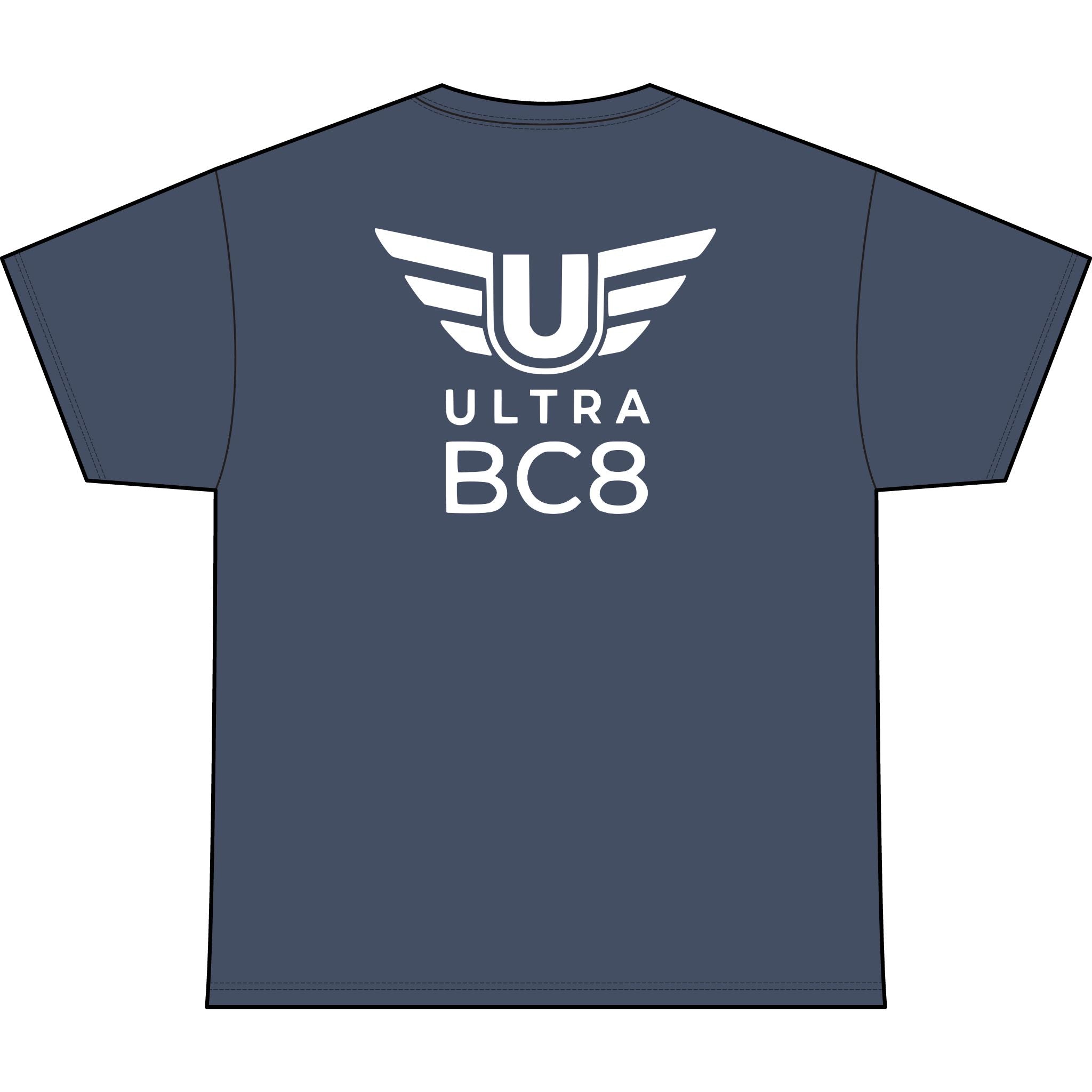 SW_Ultra BC8 Logo Performance Tee — Front & Back Design White Font