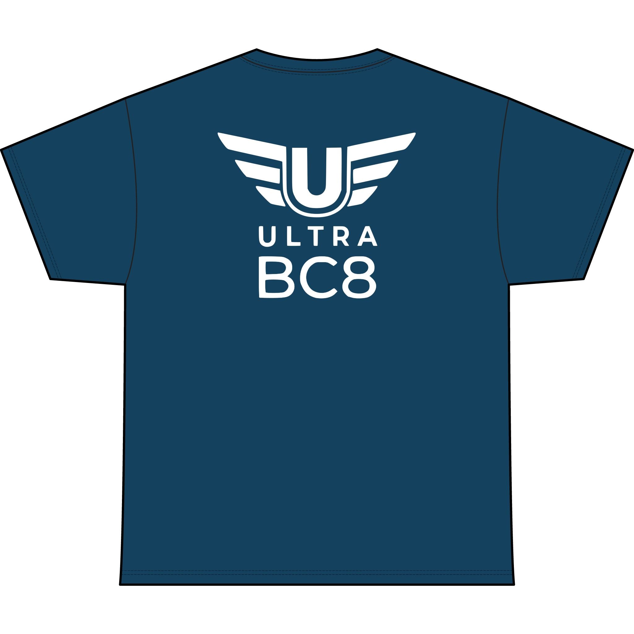 SW_Ultra BC8 Logo Performance Tee — Front & Back Design White Font