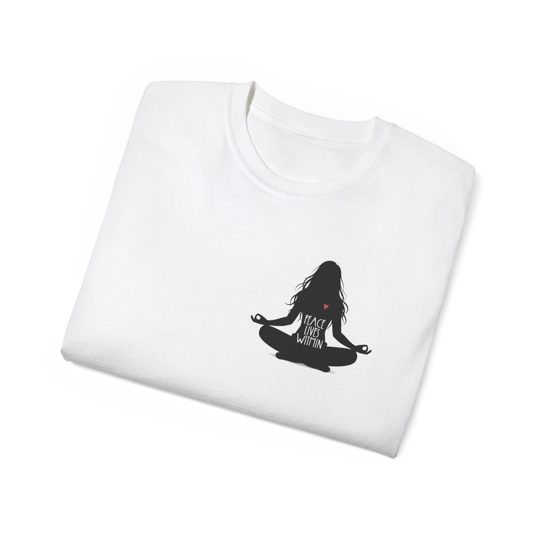 Peace Lives Within - Meditation T-Shirt - Yoga & Mindfulness Tee - Silhouette Design Series