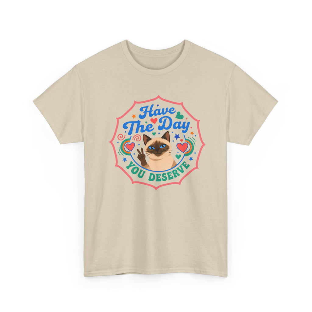 Have The Day You Deserve - Vintage Cat Tee (Good Vibes) - Fun Attire
