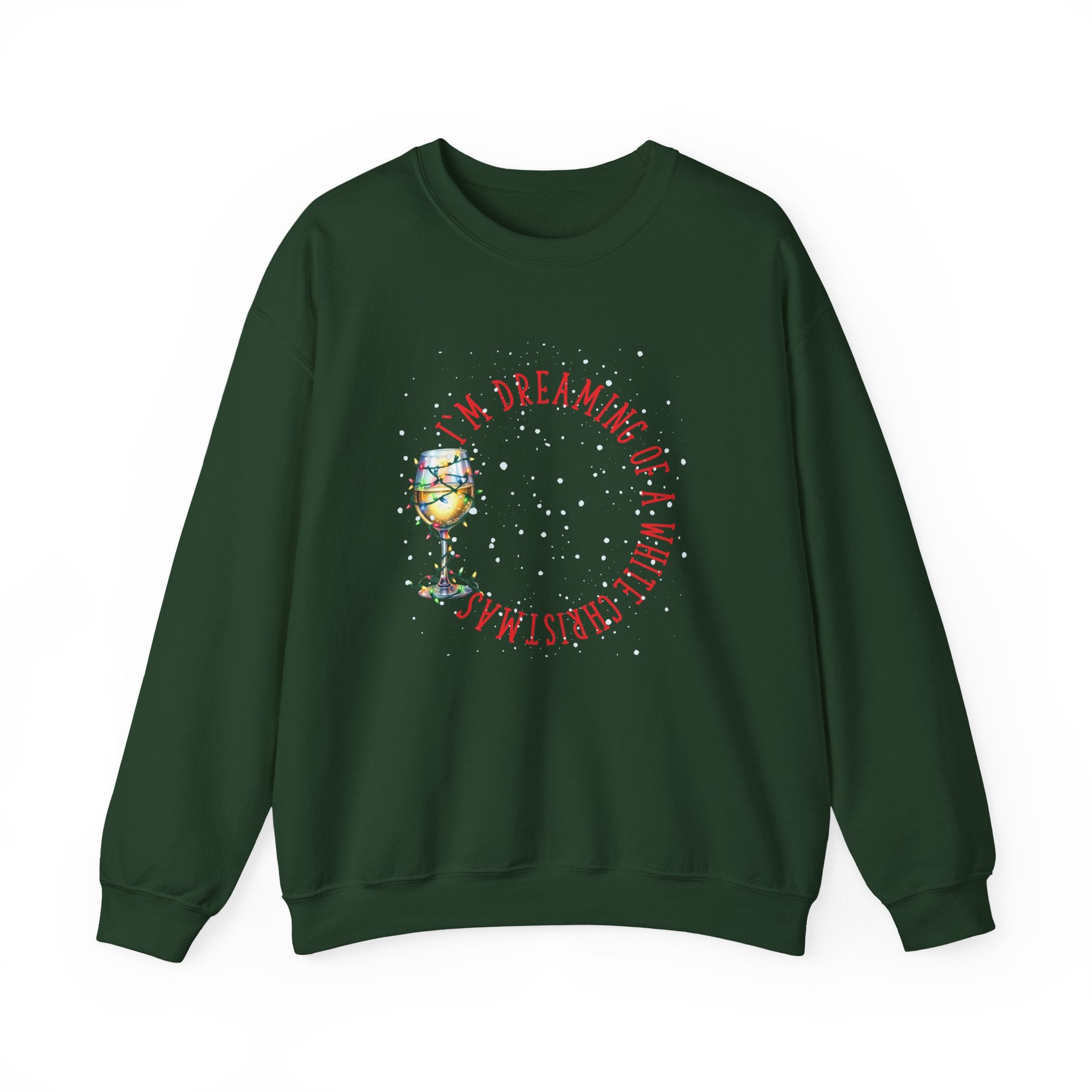 White Christmas Wine Lover Sweatshirt, Holiday Winter Festive, Cozy Gift for Wine Enthusiasts, Dreaming Of A White Christmas, Cheers