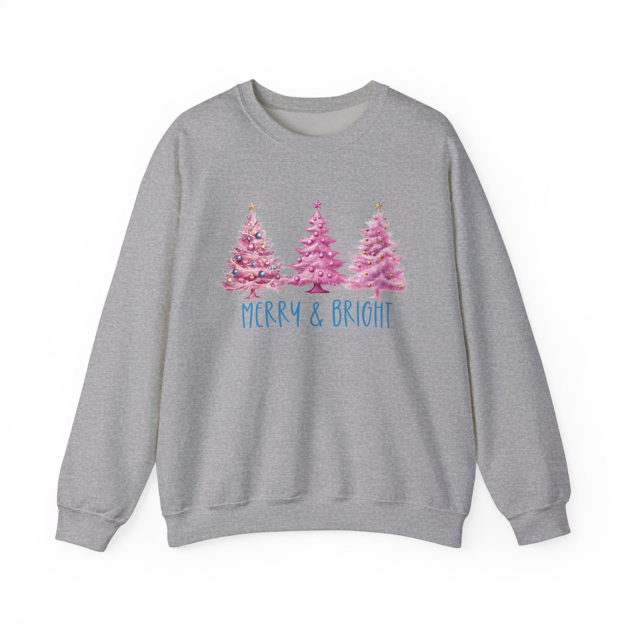 Merry & Bright Sweatshirt, Cozy Holiday Wear, Christmas Gift, Unisex Sweatshirt, Warm Winter Apparel, Festive Fashion, Pretty in Pink