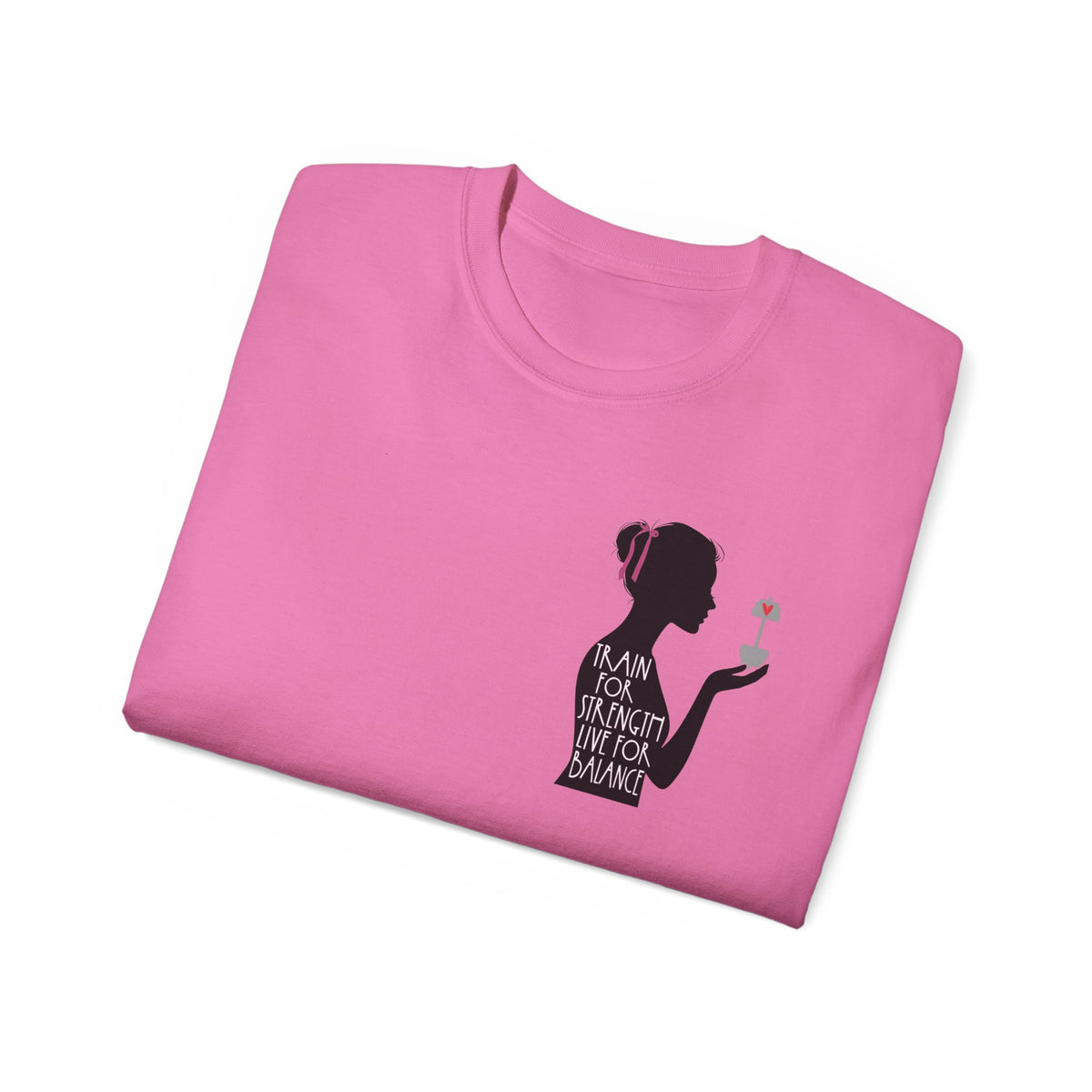 Train for Strength Live for Balance Tee - Promote Healthy Lifestyle T-shirt - Silhouette Design Series