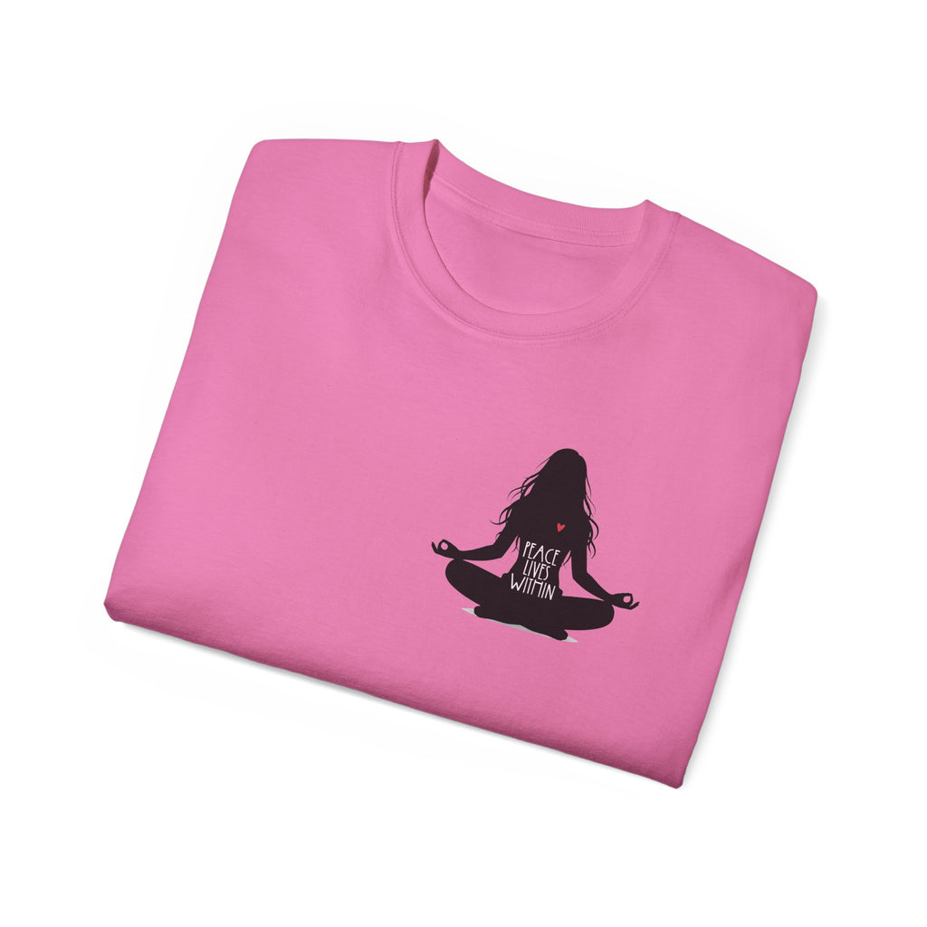 Peace Lives Within - Meditation T-Shirt - Yoga & Mindfulness Tee - Silhouette Design Series